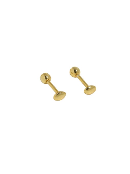 Ef620 [18K Gold] 925 Sterling Silver Smotth Irregular Minimalist Stud Earring